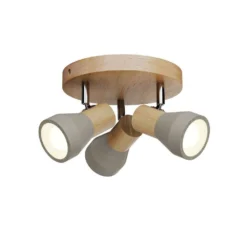Filiz Round Plafondlamp Concrete/Wood - Lindby - Koop Online
