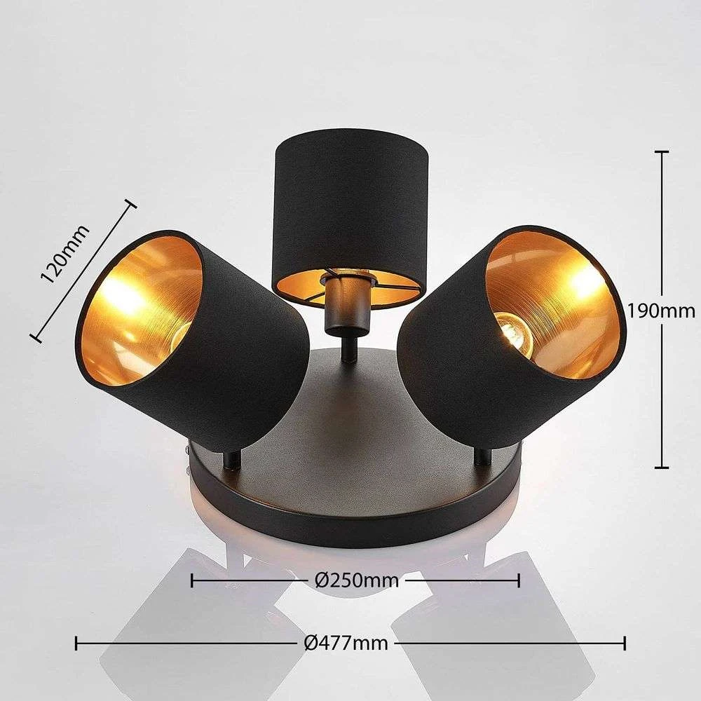 Vasilia 3 Plafondlamp Black/Gold - Lindby - Koop Online - Image 4