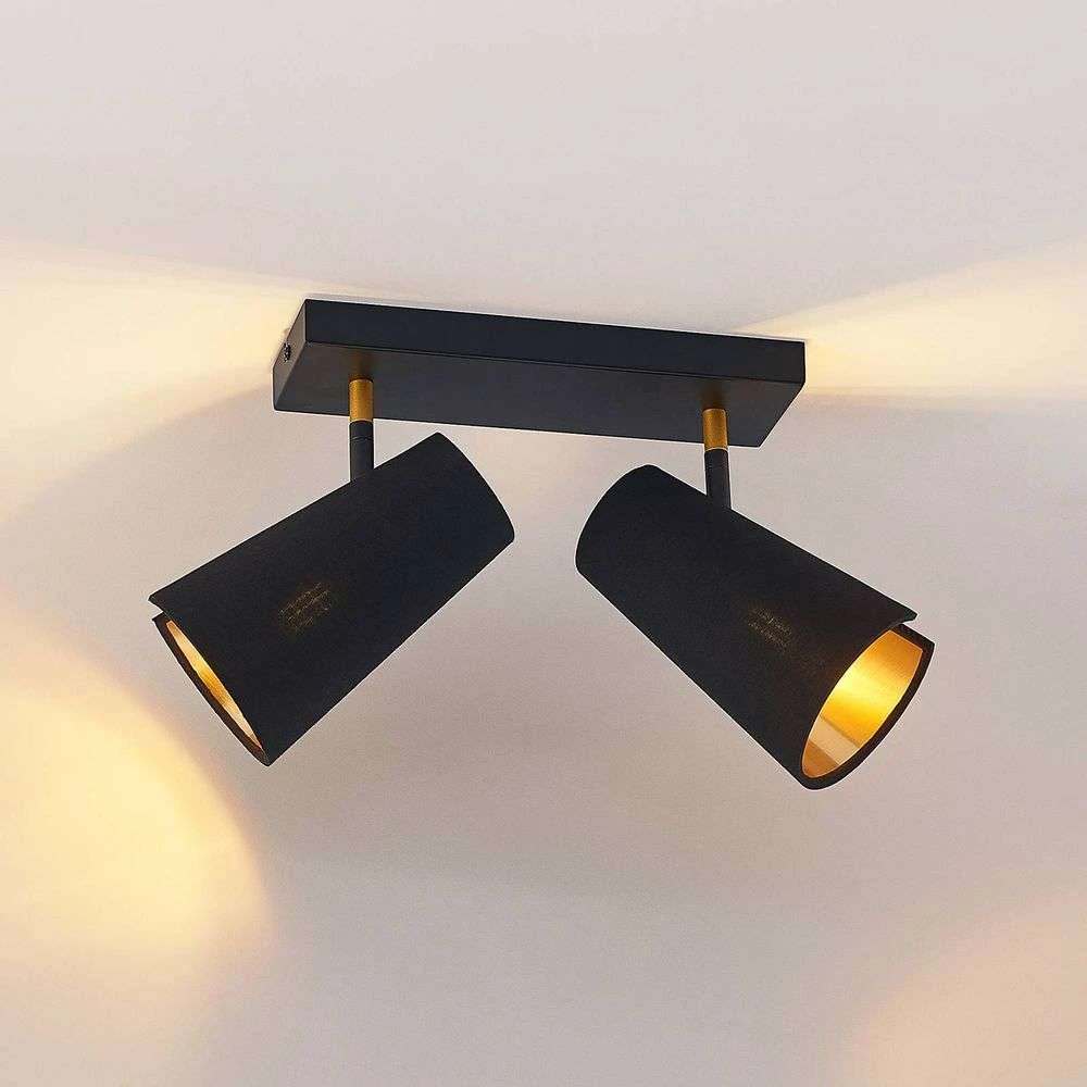 Zylindro 2 Plafondlamp Black/Gold - Lindby - Koop Online - Image 5