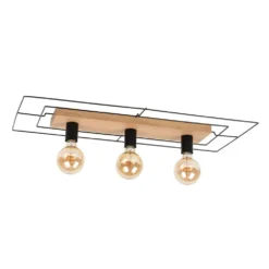 Bridge 3 Plafondlamp Black/Wood - Envostar - Koop Online