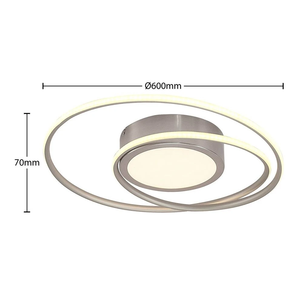 Bovia LED Plafondlamp Dim. 2700-6000K Nickel - Lindby - Koop Online - Image 2