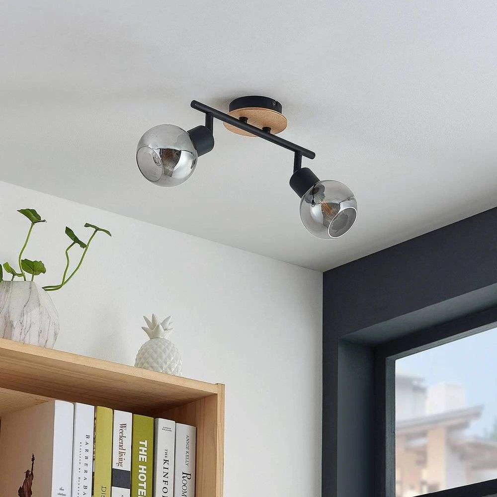 Eridia 2 Plafondlamp Black/Wood - Lindby - Koop Online - Image 2