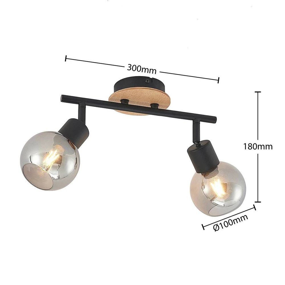 Eridia 2 Plafondlamp Black/Wood - Lindby - Koop Online - Image 3