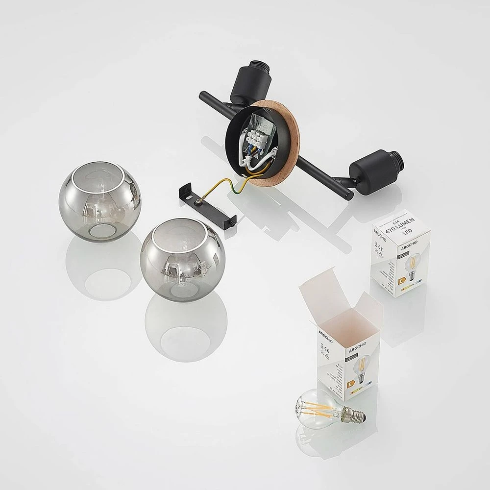 Eridia 2 Plafondlamp Black/Wood - Lindby - Koop Online - Image 6