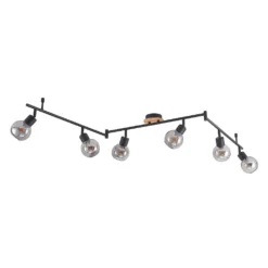 Eridia 6 Plafondlamp Black/Wood - Lindby - Koop Online