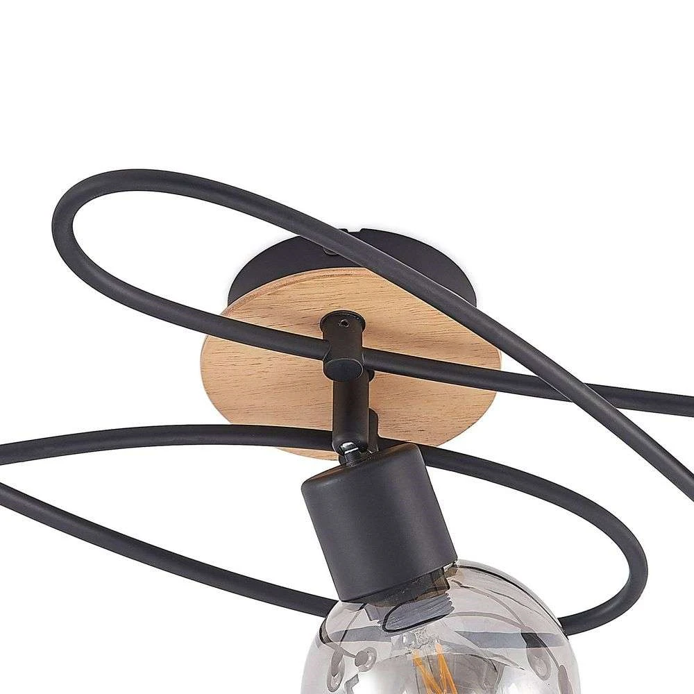 Eridia 5 Plafondlamp Black/Wood - Lindby - Koop Online - Image 5