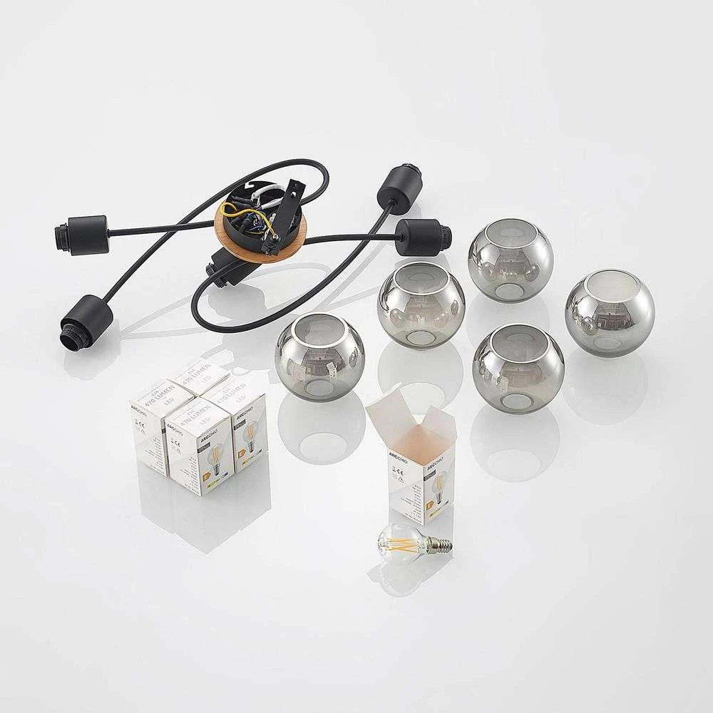 Eridia 5 Plafondlamp Black/Wood - Lindby - Koop Online - Image 6