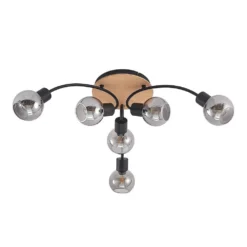 Eridia 6 Round Plafondlamp Black/Wood - Lindby - Koop Online