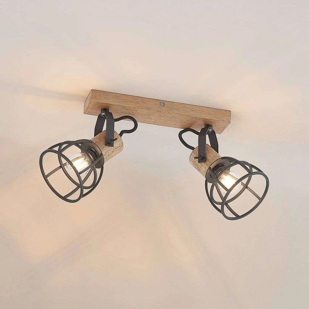 Flintos 2 Plafondlamp Wood/Black - Lindby - Koop Online - Image 3