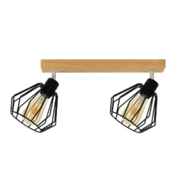 Vento 2 Plafondlamp Black/Oak - Envostar - Koop Online
