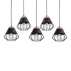 Fawn 5 Hanglamp Black/Wood - Envostar - Koop Online